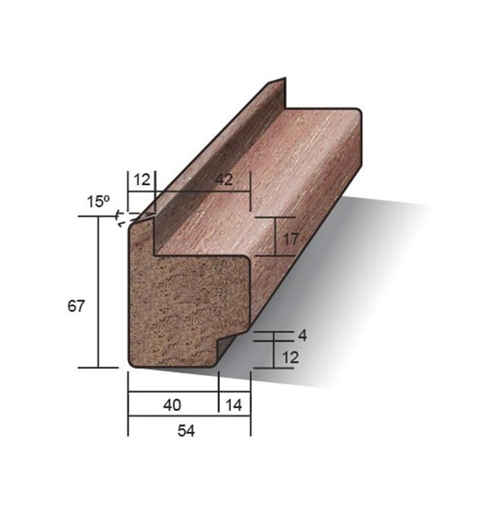 Meranti raamhout voor isolatieglas - wit gegrond - 54x67x5900 mm